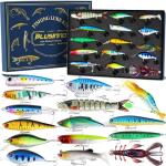 PLUSINNO Fishing Lures - Tackle Box, Bass Fishing Lures for Freshwater and Saltwater, Trout Fishing Gear & Bait, Fishing Gifts for Men，Father