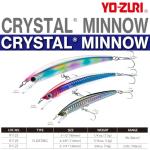 Yo-Zuri Crystal Minnow Yozuri Crystal Minnow Floating Lure, Blue Back Sardine, 5-1/4