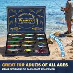 PLUSINNO Fishing Lures - Tackle Box, Bass Fishing Lures for Freshwater and Saltwater, Trout Fishing Gear & Bait, Fishing Gifts for Men，Father