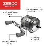 Zebco Omega Pro Spincast Fishing Reel, Size 30 Reel, Dual Ceramic Pick-up Pins, Pre-Spooled with 10-Pound Fishing Line, Black (Clam Packaging)