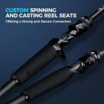 KastKing Verus Performance Spinning & Casting Fishing Rod with Extra Tip, Lightweight KastFlex IM6 Graphite, FazLite Rings Guides, EVA Grip, PTS Power Transition System, Cast, 7'6", H