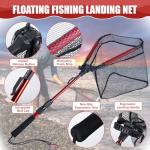 Goture Floating Fishing Net with Assist Handle, Aluminum Telescoping Handle, PVC Coated Nylon Mesh, Foldable Collapsible Fish Landing Net, Extendable Fish Nets for Kayak, Fly, Bass, Trout Fishing
