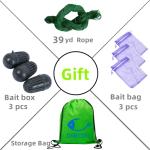 DAMIDEL 32in x 10in Folded Fishing Bait Trap, 10 Holes 10 Sides Foldable Fishing Nets for Fish/Crab/Shrimp/Crawdad, Upgrade Large Space,Bait Bag/Bait Box/Rope/Storage Bag