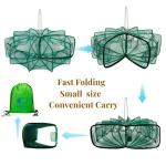 DAMIDEL 32in x 10in Folded Fishing Bait Trap, 10 Holes 10 Sides Foldable Fishing Nets for Fish/Crab/Shrimp/Crawdad, Upgrade Large Space,Bait Bag/Bait Box/Rope/Storage Bag