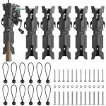 6 Pcs Mecha Boats Fishing Rod Holders,Wall Mounted Fishing Rod Holder Bracket Tube for Kayak with Screws,Ball Bungee Cords,Fishing Rod Storage Tubes for Boats,Cooler,Kayak,Crate,Garage,Trailer,Truck