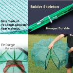 DAMIDEL 32in x 10in Folded Fishing Bait Trap, 10 Holes 10 Sides Foldable Fishing Nets for Fish/Crab/Shrimp/Crawdad, Upgrade Large Space,Bait Bag/Bait Box/Rope/Storage Bag