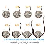 Catfishing Hooks Big River Live Bait Hook 8/0, Fishing Hooks for Saltwater Freshwater,Catfish Striper Flathead Carp Bass
