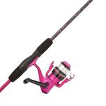 Shakespeare Amphibian Spinning Reel and 5'6" Fishing Rod Combo, Pink, Size 30 Reel, Right/Left Handle Position, 2-Piece Tubular Fiberglass Rod, Pre-Spooled ABS Spool, Oil Felt Drag System