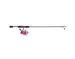 Shakespeare Amphibian Spinning Reel and 5'6" Fishing Rod Combo, Pink, Size 30 Reel, Right/Left Handle Position, 2-Piece Tubular Fiberglass Rod, Pre-Spooled ABS Spool, Oil Felt Drag System