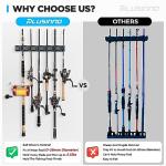 PLUSINNO Fishing Rod Holders - V6 Vertical Support for Extra Large & Heavy Fishing Rod Combos, Garage & Wall Mounted Rack Storage