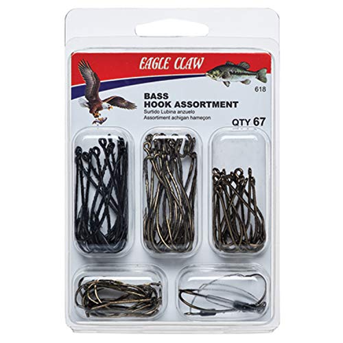 Eagle Claw Bass Hook Assortment, 67 Hooks