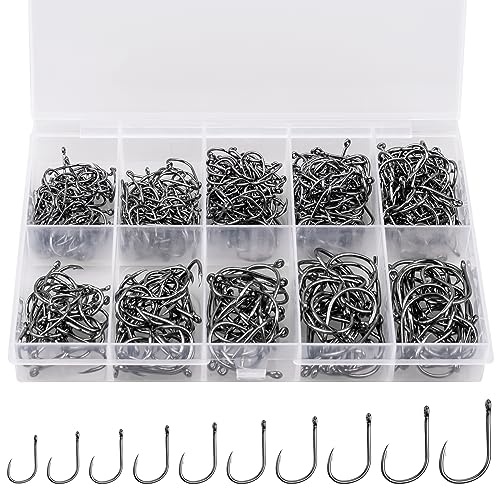 Durable Carbon Steel Fishing Hooks - Assorted Sizes
