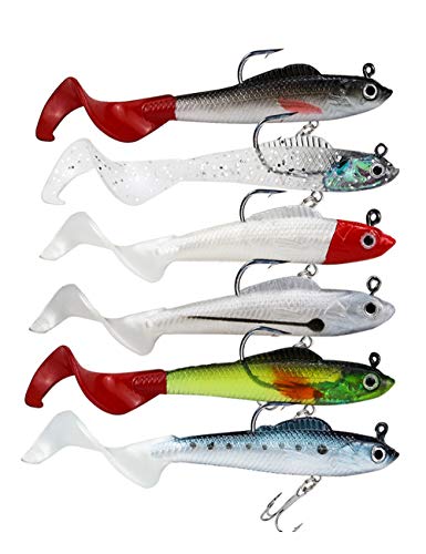 6-Pack 6 Colors Soft Swimbait Lures for Bass