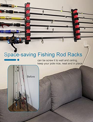 Ducurt Wall-mounted Fishing Rod Rack - 6-Rod Storage