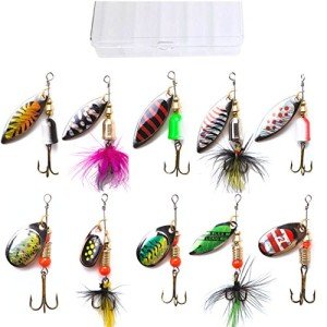 10pcs Fishing Lures Spinnerbait Kit with Tackle Box