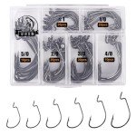 UCEC 100pcs EWG Offset Worm Bass Hooks