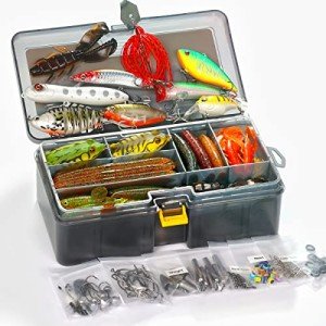 Bass Fishing Lures Kit with Tackle Box