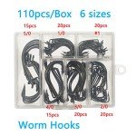 110-Piece Portable Bass Worm Hook Set