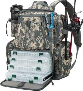 Piscifun Waterproof Fishing Gear Backpack with 4 Boxes