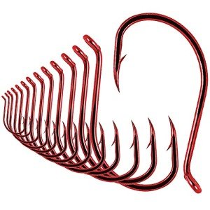 Octopus Beak Circle Hooks - 50 Pack Red/Black