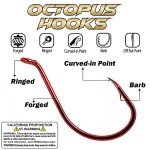 Octopus Beak Circle Hooks - 50 Pack Red/Black