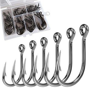 60PCS DERKERL Extra Strong Stainless Steel Fishing Hooks