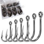 60PCS DERKERL Extra Strong Stainless Steel Fishing Hooks