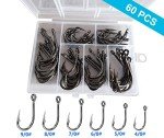 60PCS DERKERL Extra Strong Stainless Steel Fishing Hooks