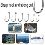 60PCS DERKERL Extra Strong Stainless Steel Fishing Hooks