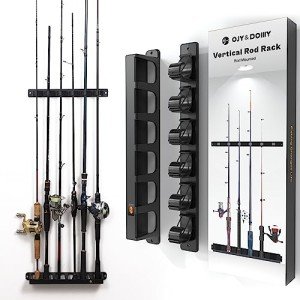 Vertical Wall Mount Fishing Rod Holder for 6 Rods