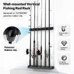 Vertical Wall Mount Fishing Rod Holder for 6 Rods