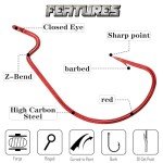 110Pcs Red Bass Fishing Hooks in 6 Sizes