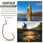 110Pcs Red Bass Fishing Hooks in 6 Sizes