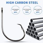 80PCS Extra-Sharp Circle Fishing Hooks 3/0