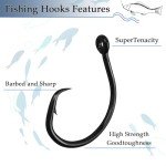 10-Pack High-Carbon Circle Fishing Hooks (2/0)