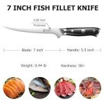 7 Inch German Steel Fillet Knife with Ergonomic Handle
