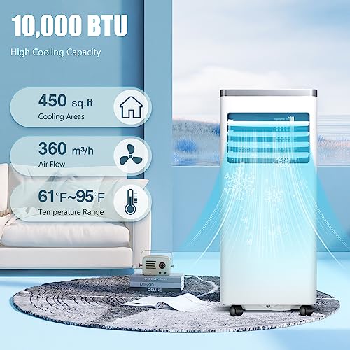 10k BTU Portable AC with Dehumidifier and Remote Control