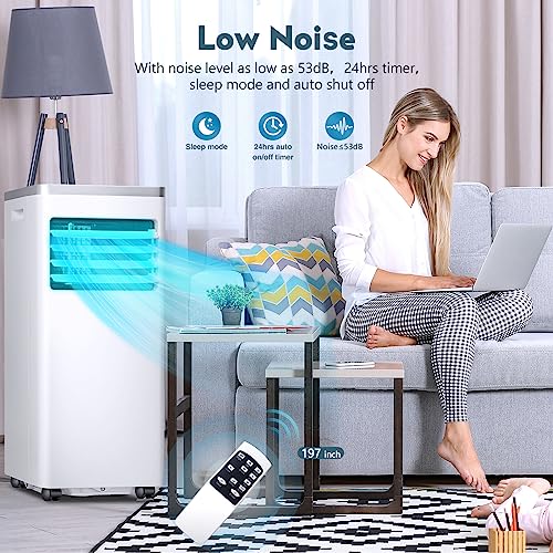 10k BTU Portable AC with Dehumidifier and Remote Control