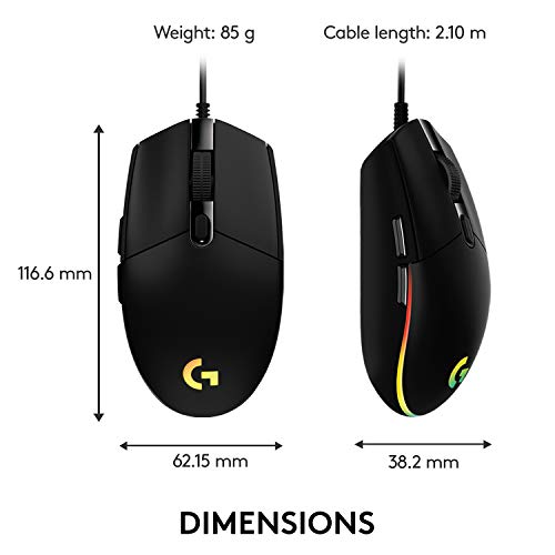 Logitech G203 RGB Wired Gaming Mouse, 8,000 DPI
