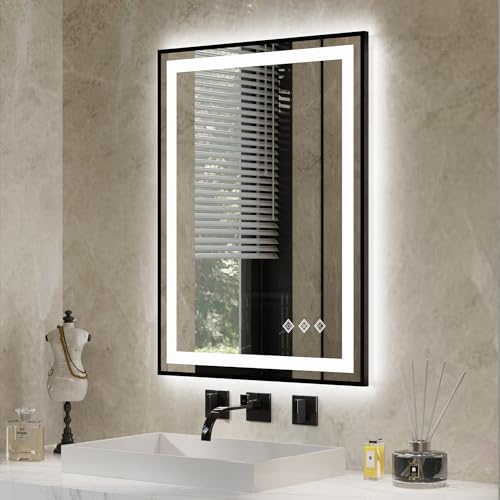 Black Framed Dimmable LED Bathroom Mirror 24x32