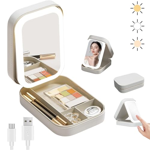 Compact LED Travel Makeup Mirror with Touch Control
