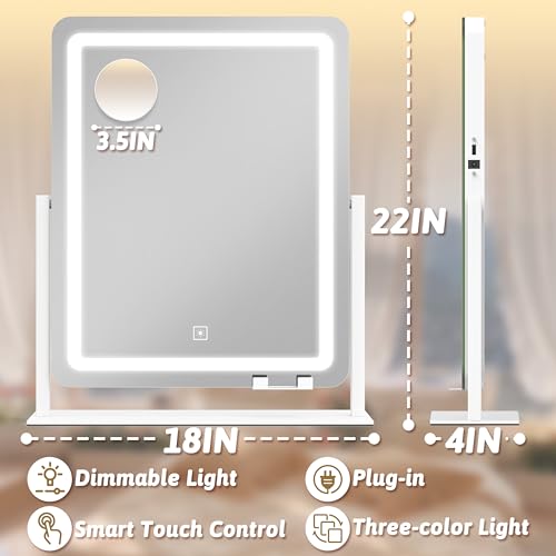 ROLOVE LED Makeup Mirror with Touch Controls