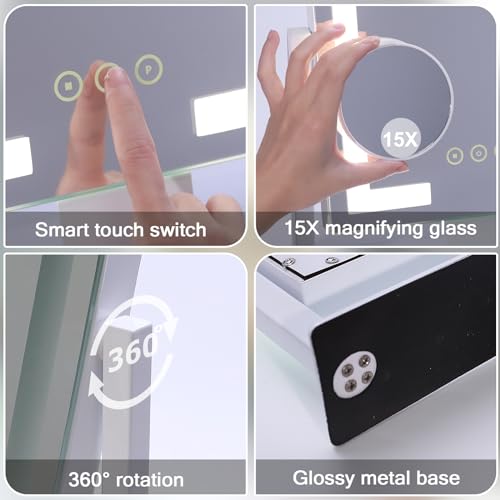 LuxeVue 15X Lighted Vanity Makeup Mirror
