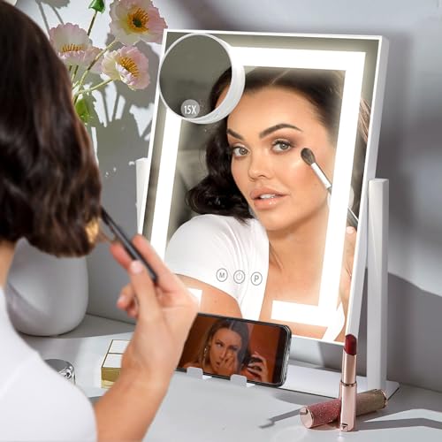 LuxeVue 15X Lighted Vanity Makeup Mirror