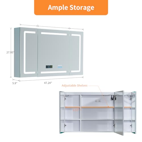 LED Medicine Cabinet with Smart Mirror & Bluetooth