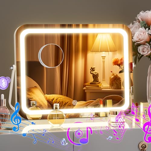 LED Makeup Mirror with Bluetooth Speaker and Lights