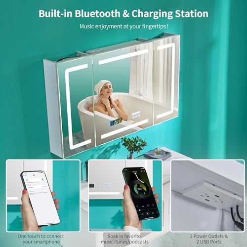LED Medicine Cabinet with Smart Mirror & Bluetooth