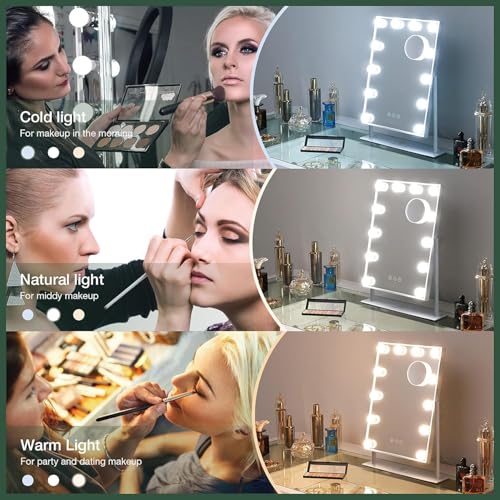 Lighted Vanity Makeup Mirror with 10X Magnification