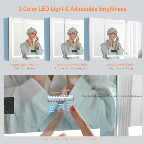 LED Medicine Cabinet with Smart Mirror & Bluetooth