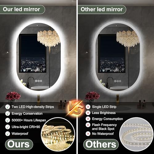 LED Oval Bathroom Mirror with Bluetooth Speaker
